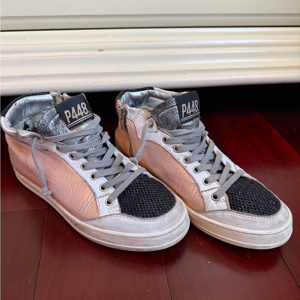 P448 High-Top Sneakers in Black, Pink, and Gray